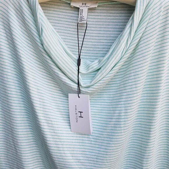 NWT Halston Turquoise/White Top Stripes on Front Color Block Back size Med - Picture 5 of 9